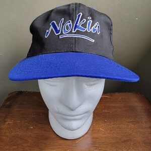 Vintage 90s NOKIA Mobile Retro Cap Hat Snapback Blue Black